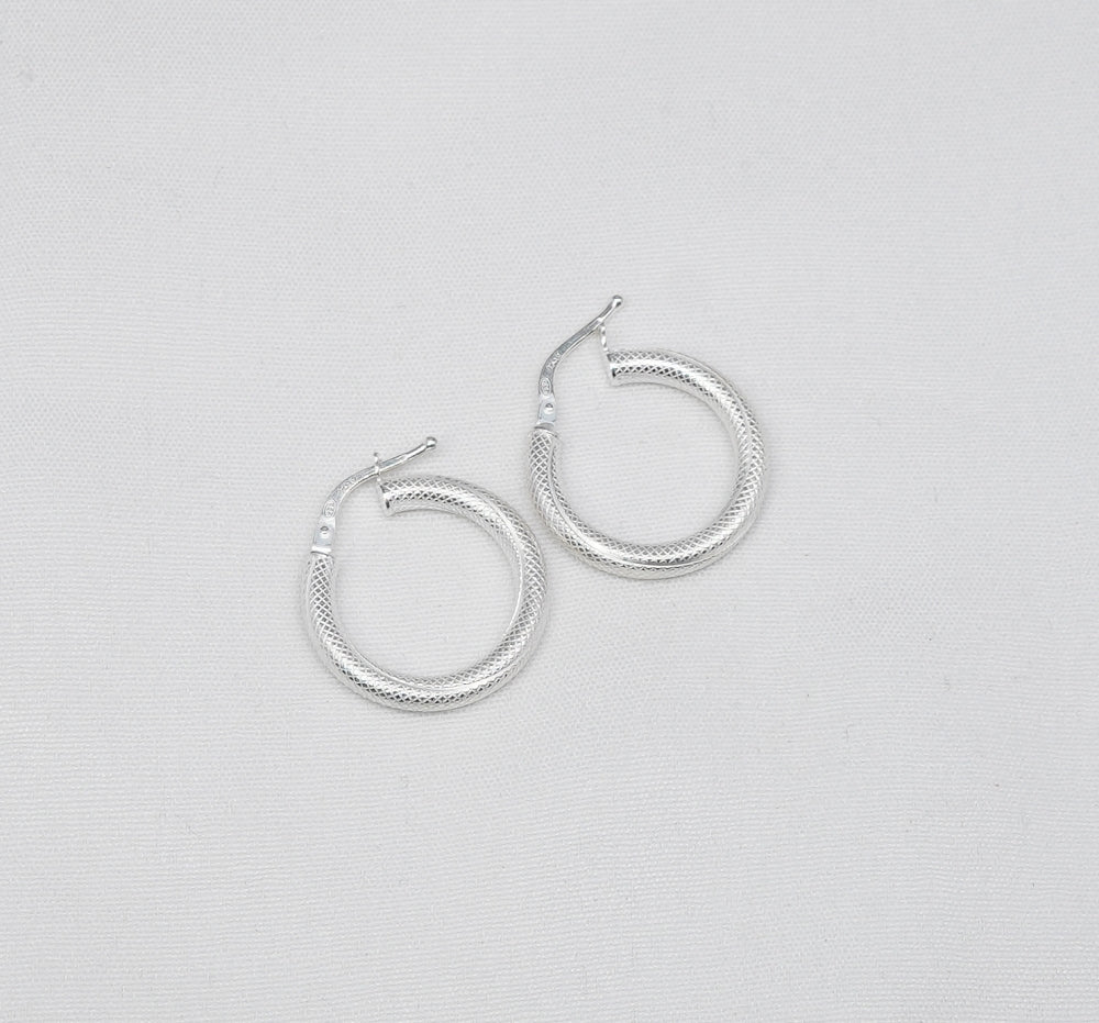 925 Solid Sterling Silver Plain Hoop Earring-0.9 Inch