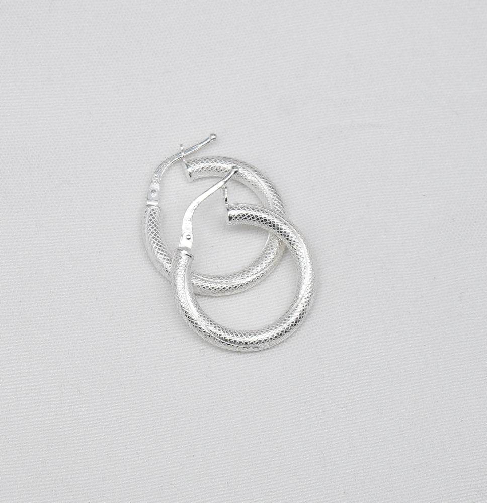 925 Solid Sterling Silver Plain Hoop Earring-0.9 Inch