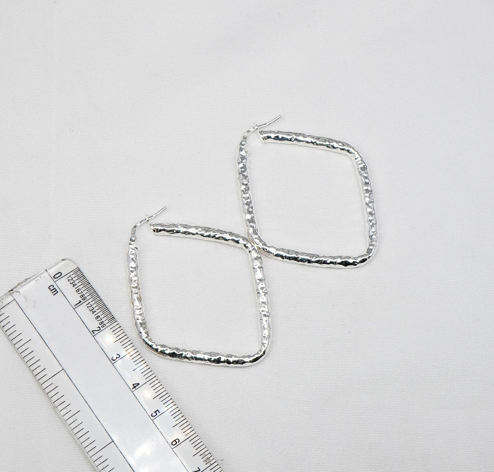 925 Solid Sterling Silver Plain Hoop Earring-2.2 Inch