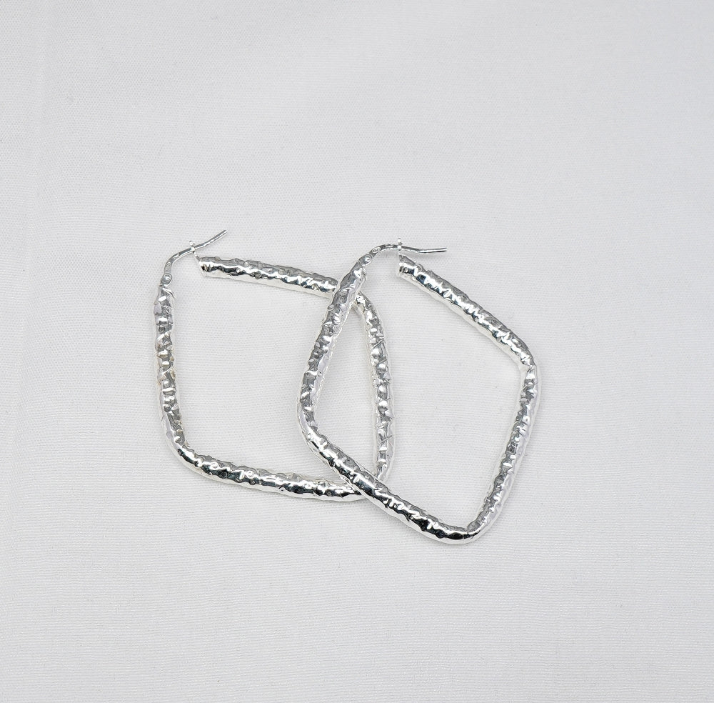 925 Solid Sterling Silver Plain Hoop Earring-2.2 Inch