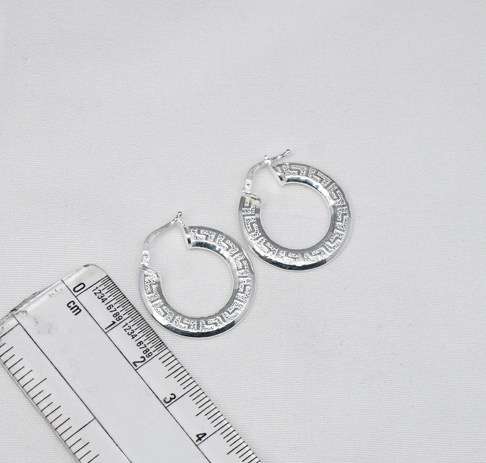 925 Solid Sterling Silver Plain Hoop Earring-1 Inch