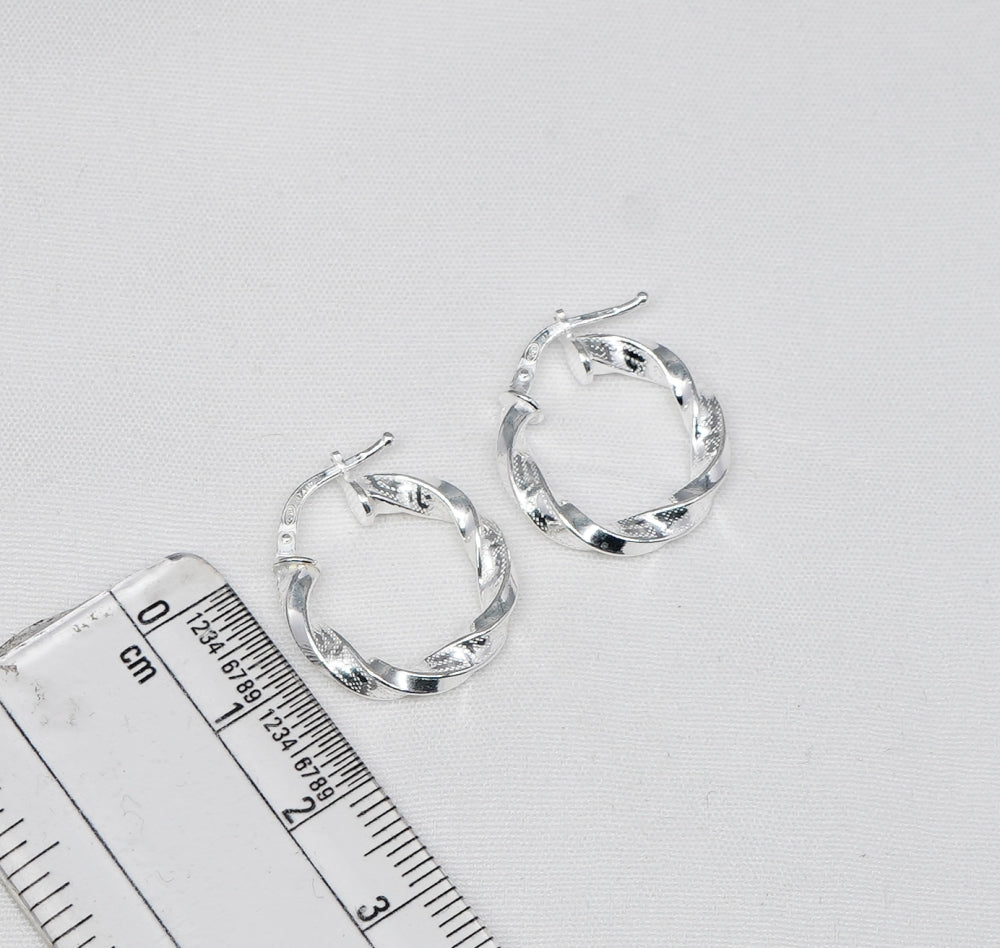 925 Solid Sterling Silver Plain Hoop Earring-0.8 Inch