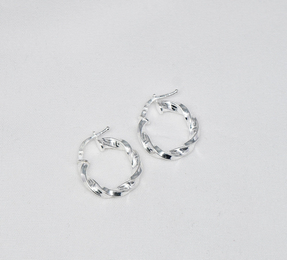 925 Solid Sterling Silver Plain Hoop Earring-0.8 Inch