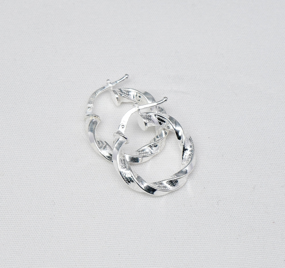 925 Solid Sterling Silver Plain Hoop Earring-0.8 Inch