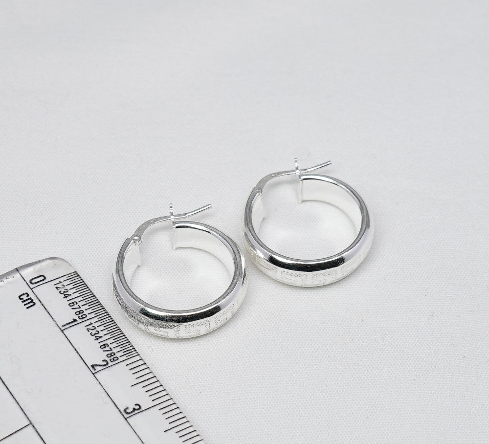 925 Solid Sterling Silver Plain Hoop Earring-0.9 Inch