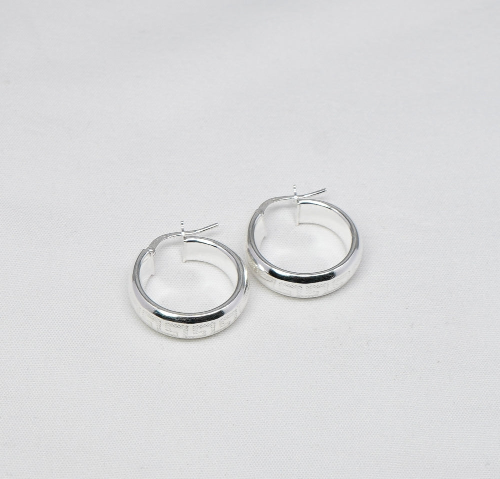 925 Solid Sterling Silver Plain Hoop Earring-0.9 Inch