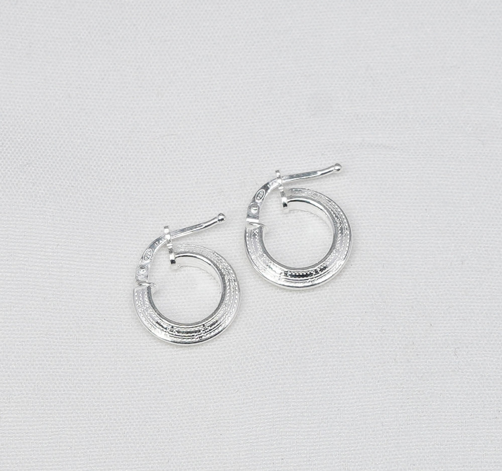 925 Solid Sterling Silver Plain Hoop Earring-0.6 Inch