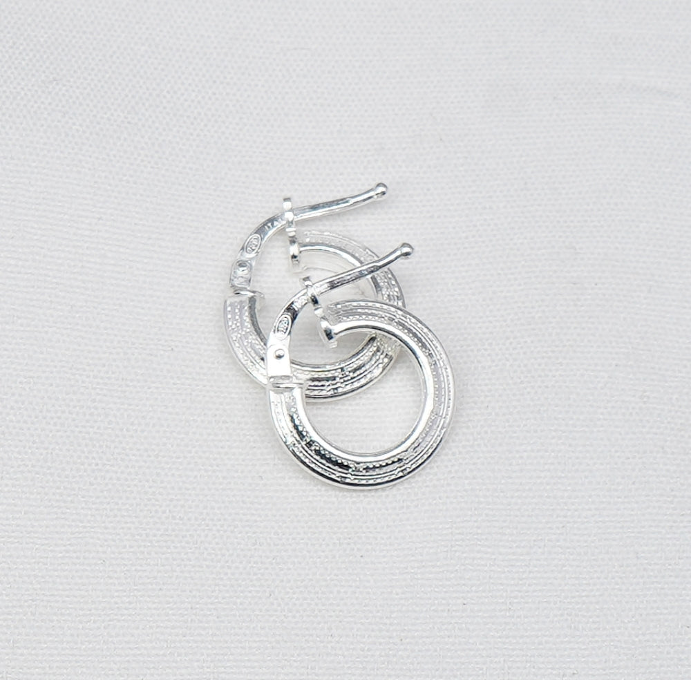 925 Solid Sterling Silver Plain Hoop Earring-0.6 Inch