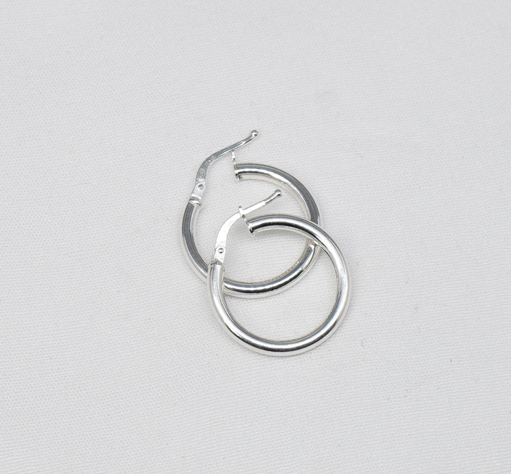 925 Solid Sterling Silver Plain Hoop Earring-0.9 Inch