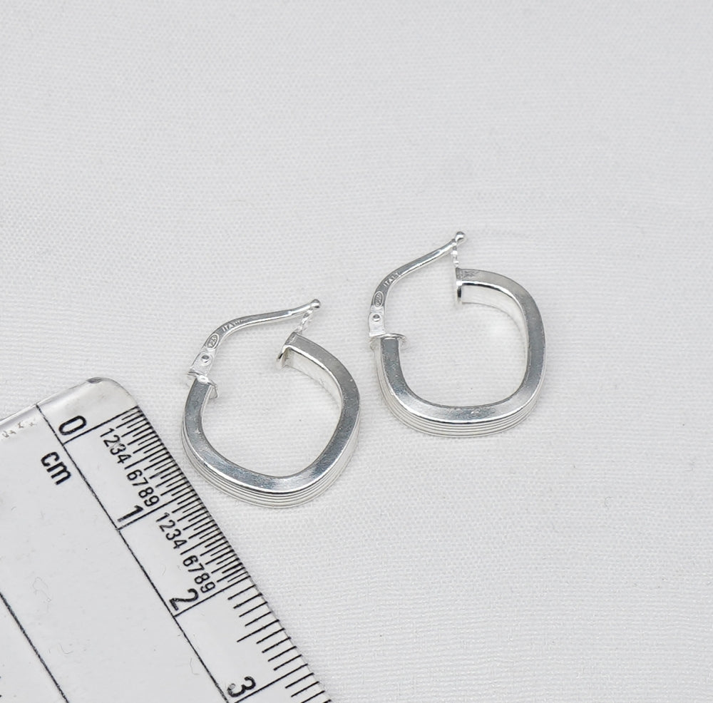 925 Solid Sterling Silver Plain Hoop Earring-0.8 Inch