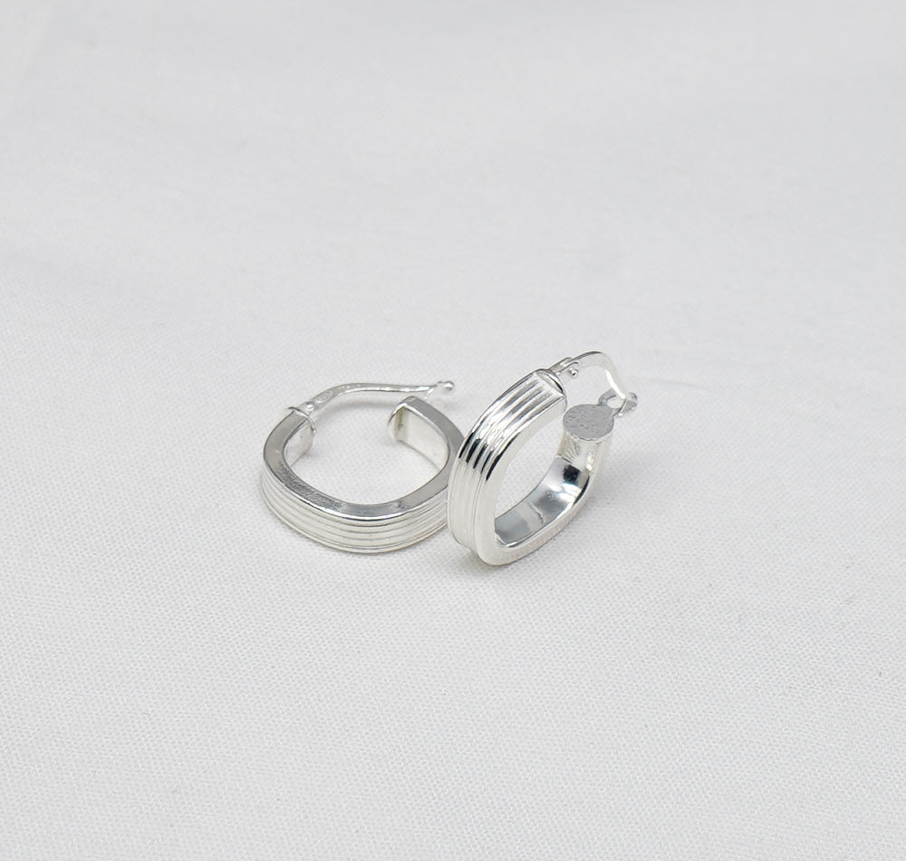 925 Solid Sterling Silver Plain Hoop Earring-0.8 Inch