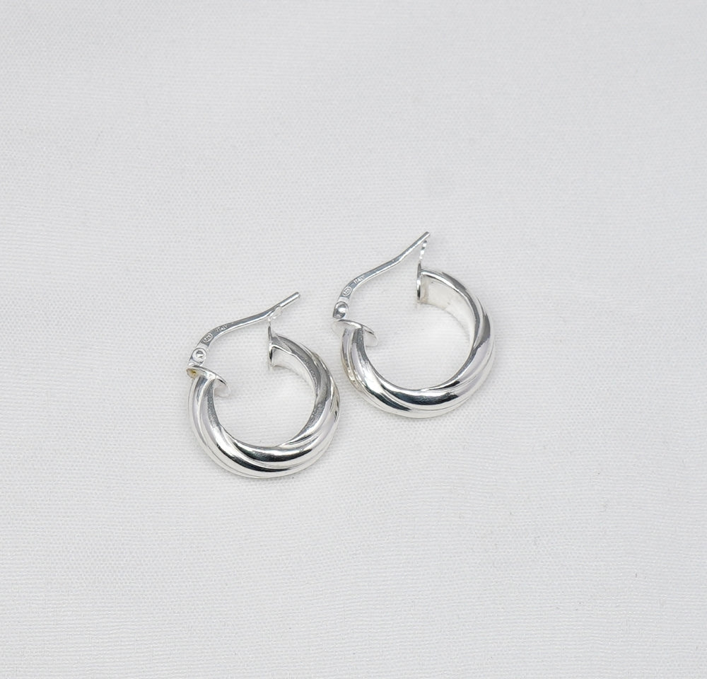 925 Solid Sterling Silver Plain Hoop Earring-0.8 Inch