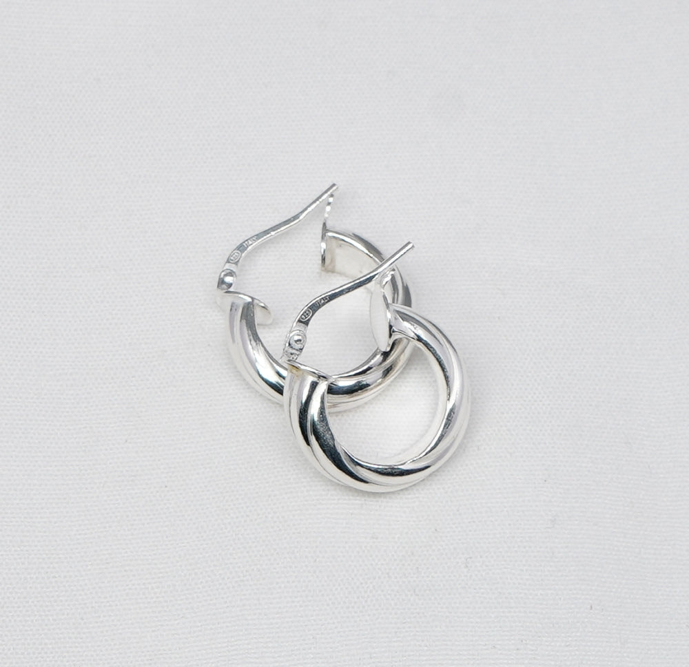 925 Solid Sterling Silver Plain Hoop Earring-0.8 Inch
