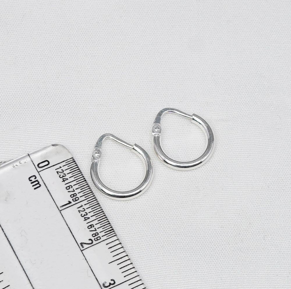 925 Solid Sterling Silver Plain Hoop Earring-0.6 Inch