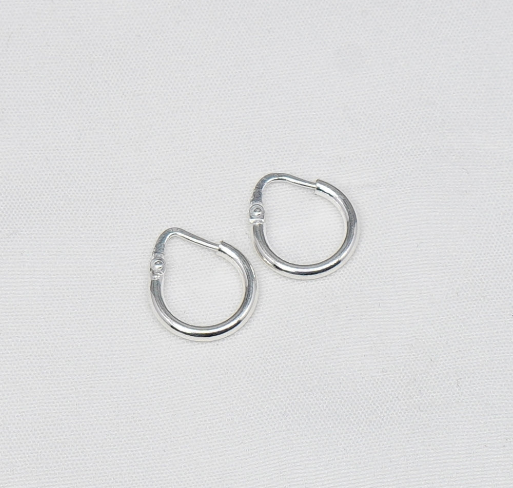 925 Solid Sterling Silver Plain Hoop Earring-0.6 Inch