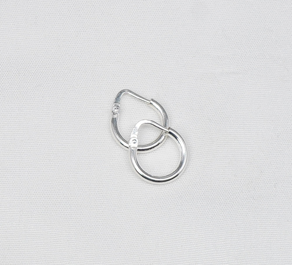 925 Solid Sterling Silver Plain Hoop Earring-0.6 Inch