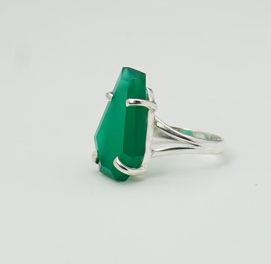 925 Sterling Silver Coffin Natural Gemstone Designer Boho Ring