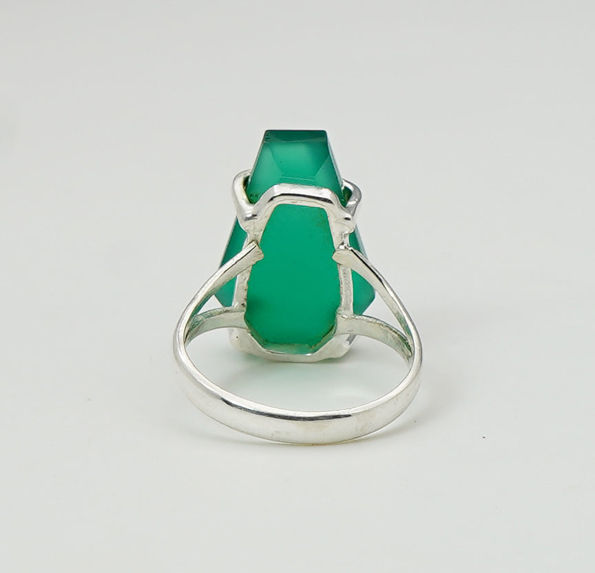 925 Sterling Silver Coffin Natural Gemstone Designer Boho Ring