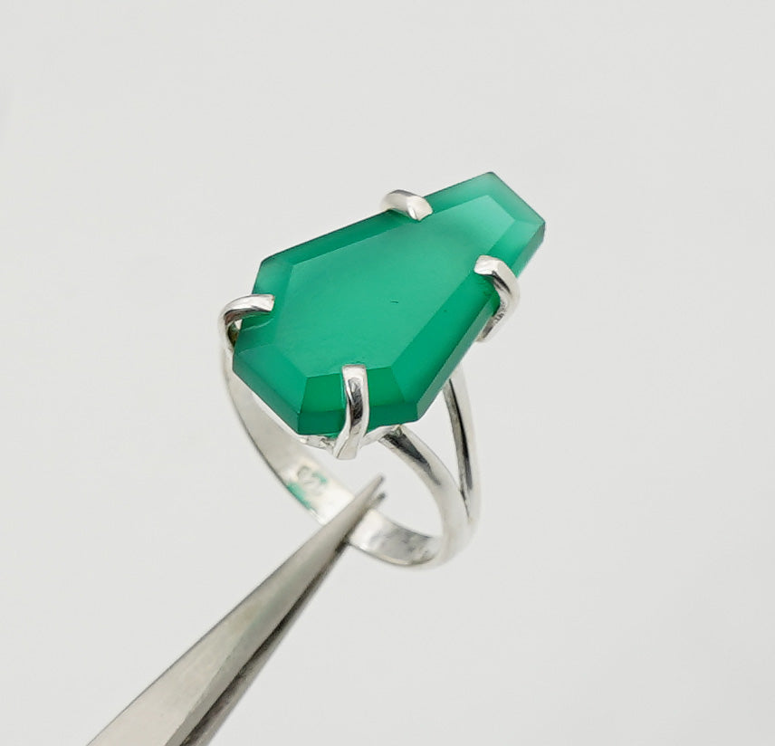 925 Sterling Silver Coffin Natural Gemstone Designer Boho Ring