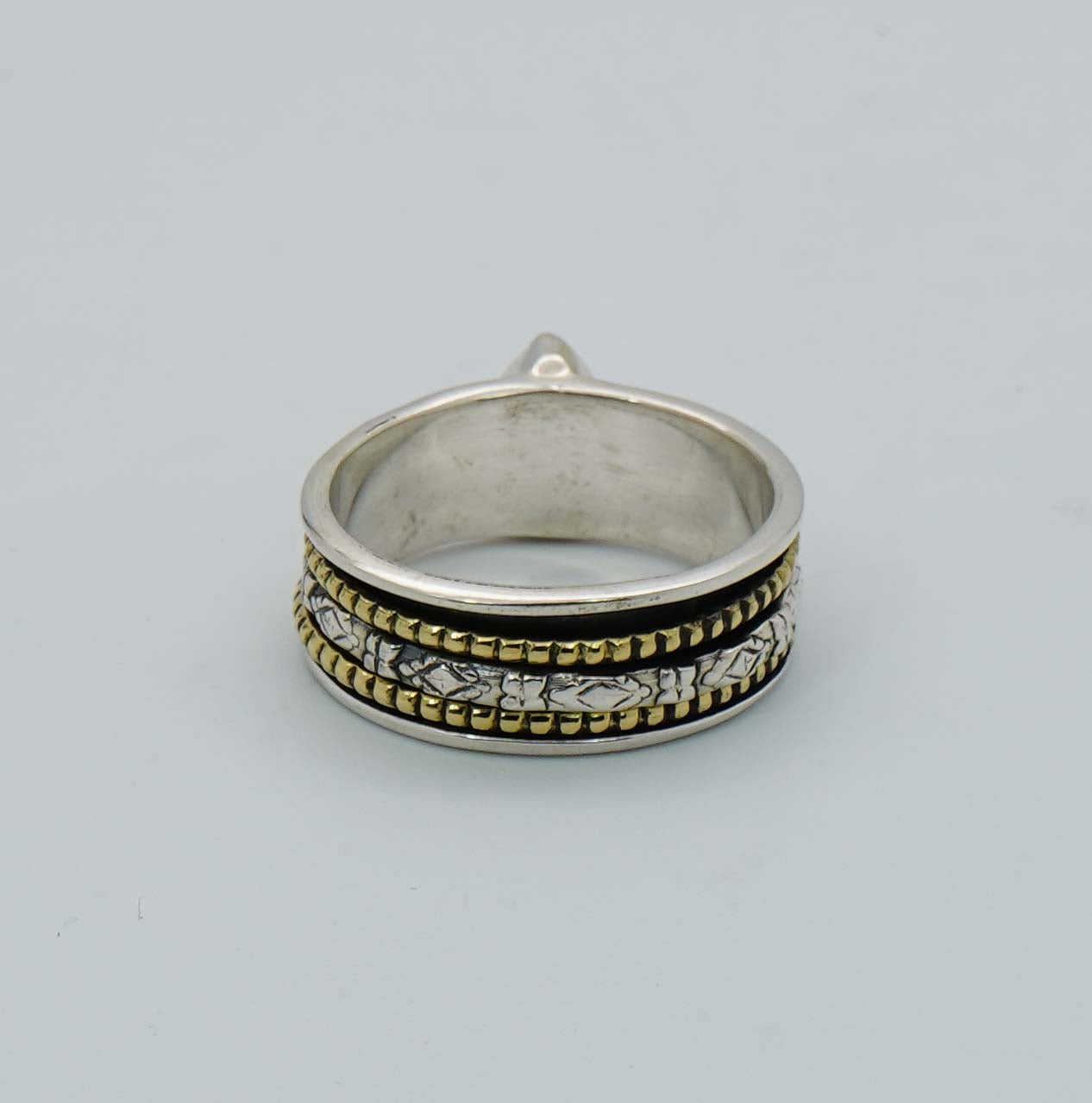 925 Solid Sterling Silver Two Tone Ring - 8 Grams