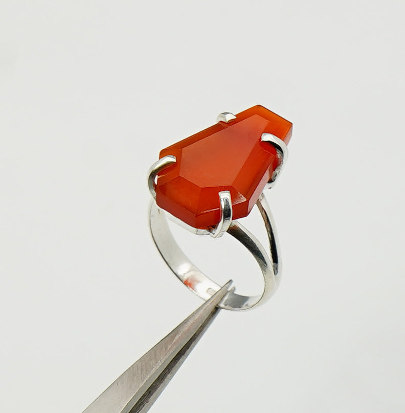 925 Sterling Silver Coffin Natural Gemstone Designer Boho Ring
