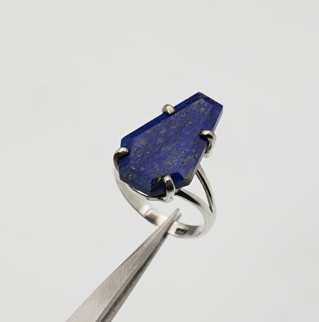 925 Sterling Silver Coffin Natural Gemstone Designer Boho Ring