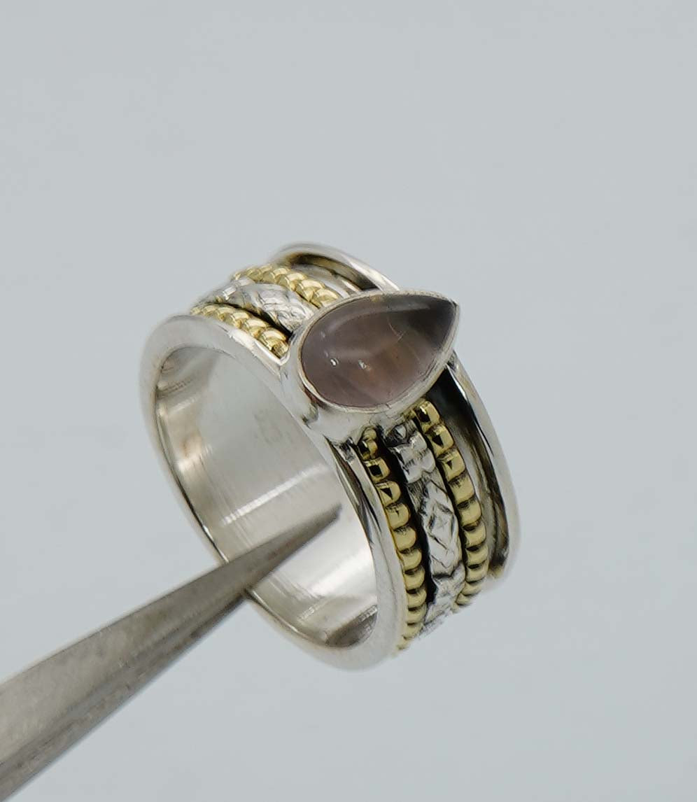 925 Solid Sterling Silver Two Tone Ring - 8 Grams