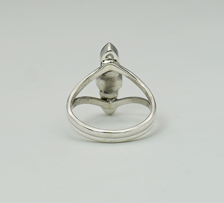 925 Sterling Silver faceted Gemstone Desinger Handmade Ring 3 Stone Ring