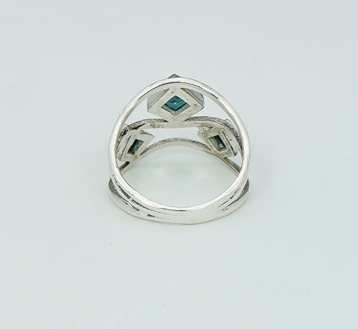 925 Sterling Silver Real Multi Cut Citrine, Amethyst Ring 3 Stone Ring