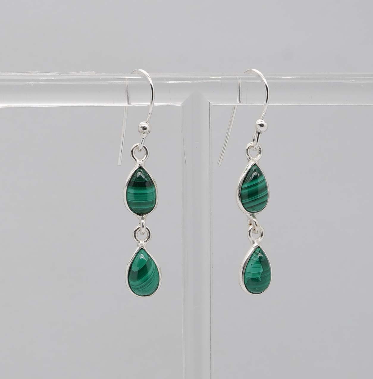 925 Solid Sterling Silver Two Stone Hook Earring - 2.2 Grams