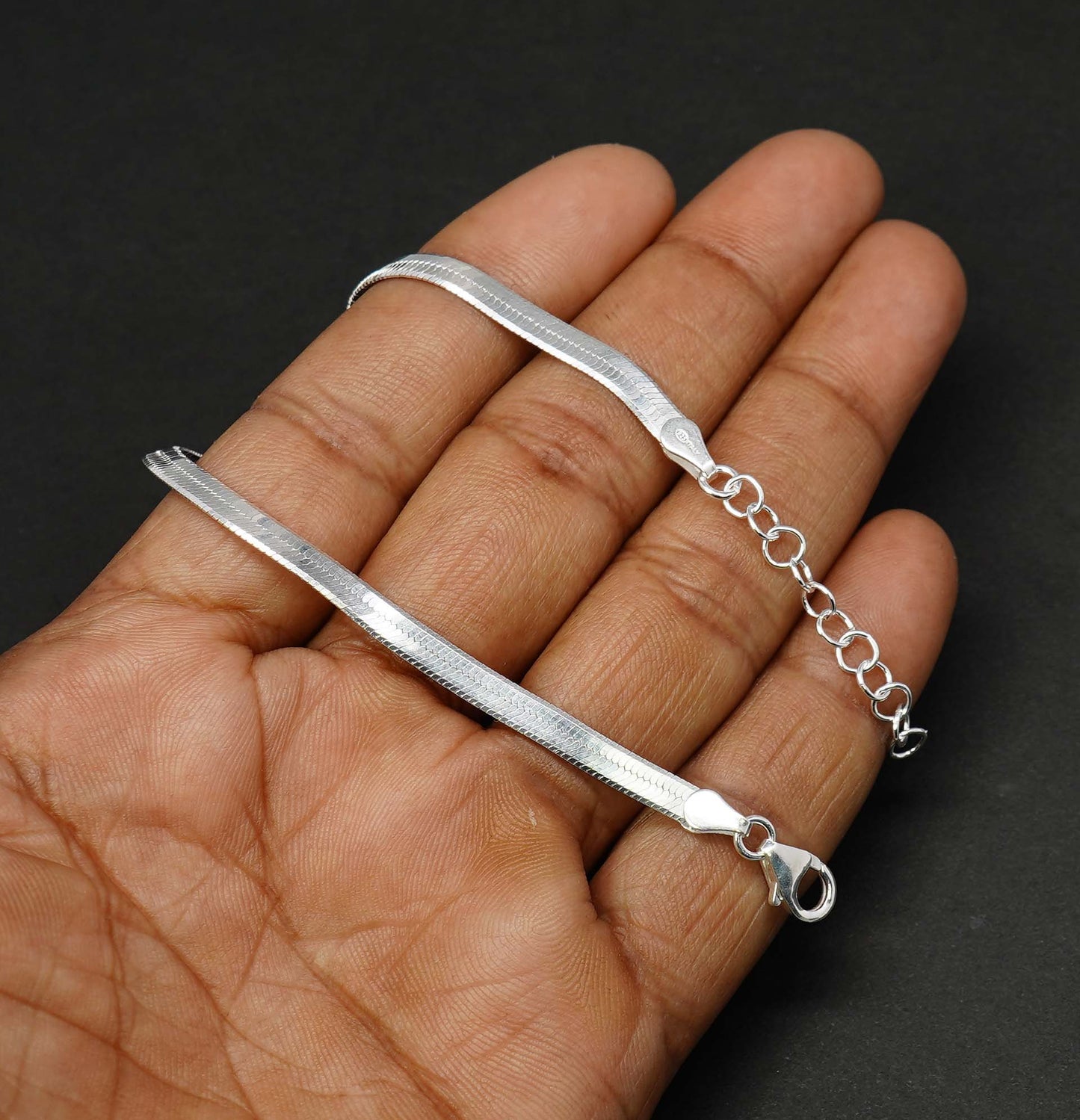 925 Solid Sterling Plain Bracelet - 8.5 Inches