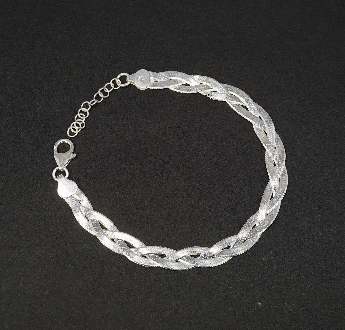 925 Solid Sterling Plain Bracelet - 9 Inches