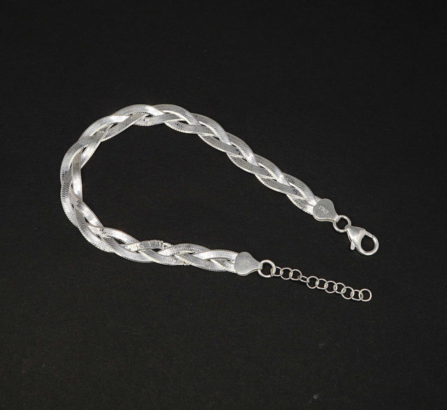 925 Solid Sterling Plain Bracelet - 9 Inches