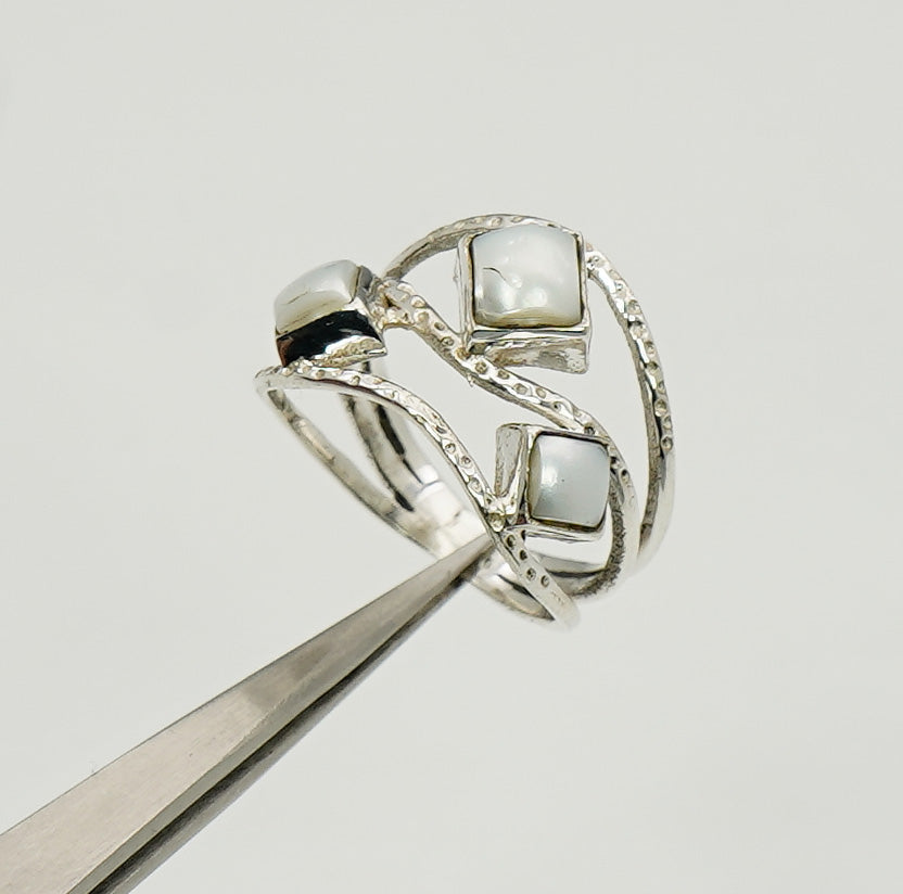 925 Sterling Silver Real Multi Cut Citrine, Amethyst Ring 3 Stone Ring
