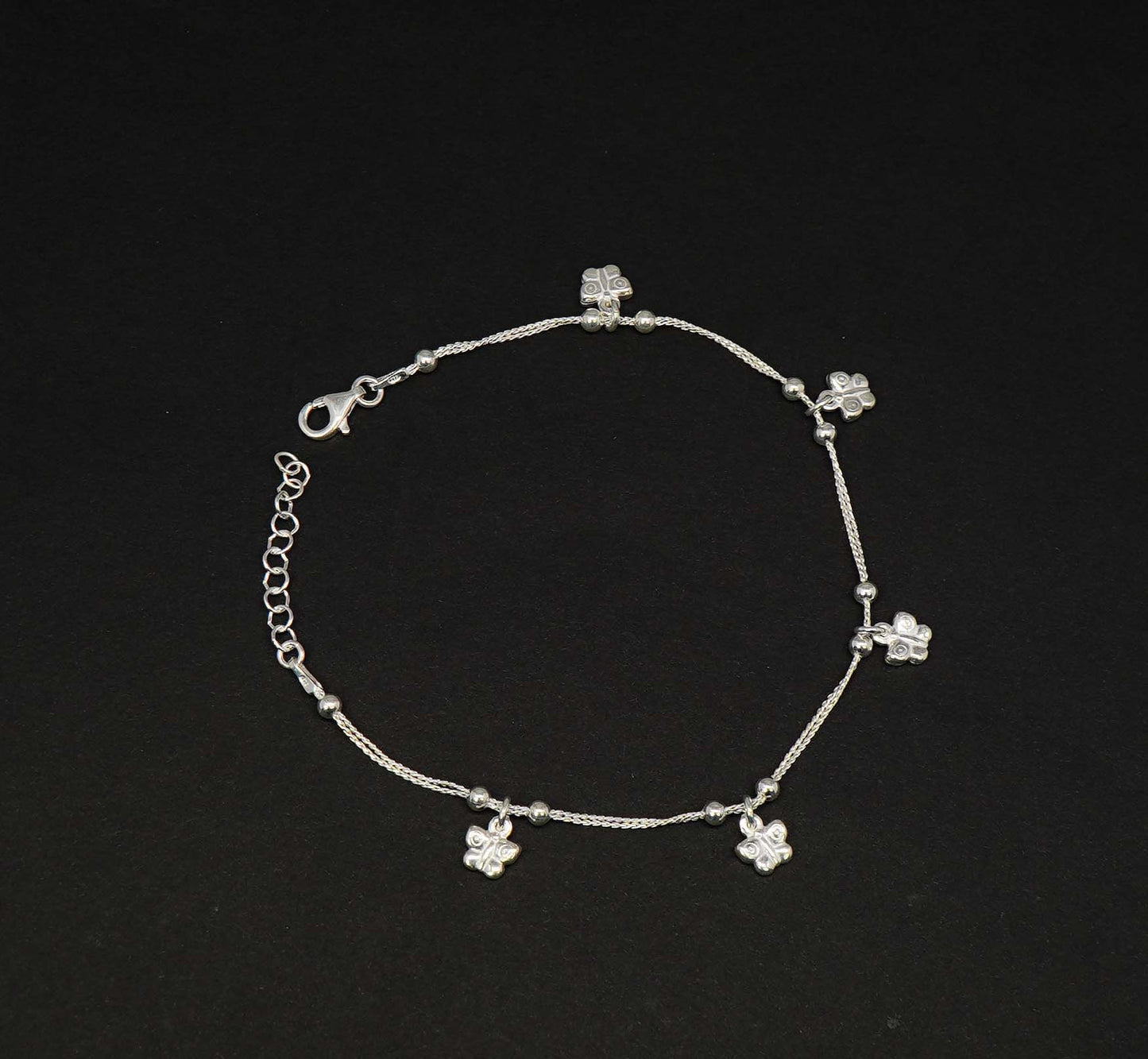 925 Solid Sterling Plain Butterfly Style Bracelet - 9.2 Inches