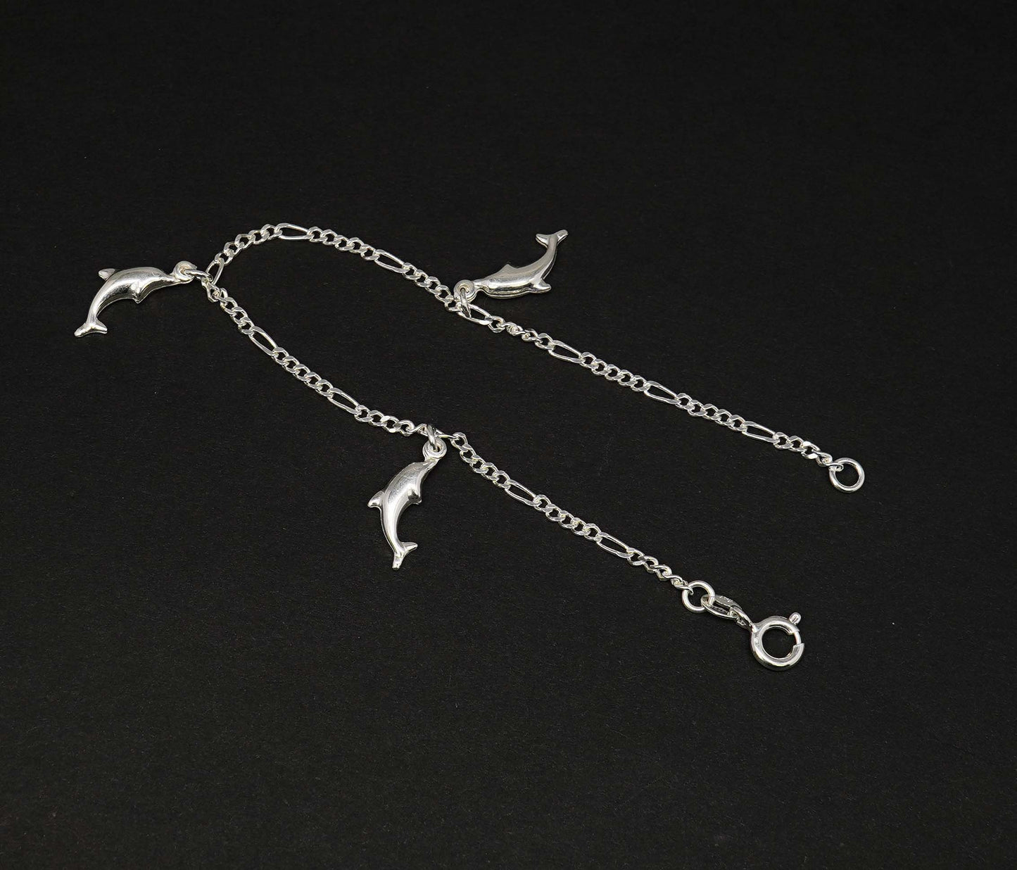 925 Solid Sterling Plain Fish Style Bracelet - 7.5 Inches