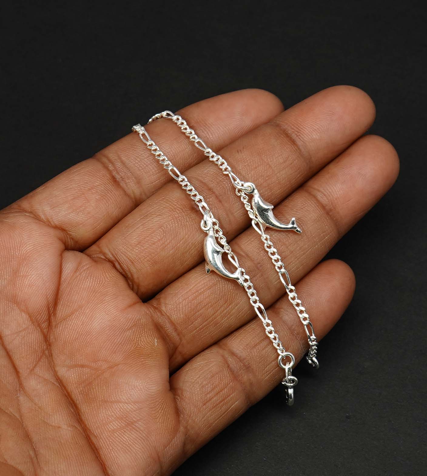 925 Solid Sterling Plain Fish Style Bracelet - 7.5 Inches