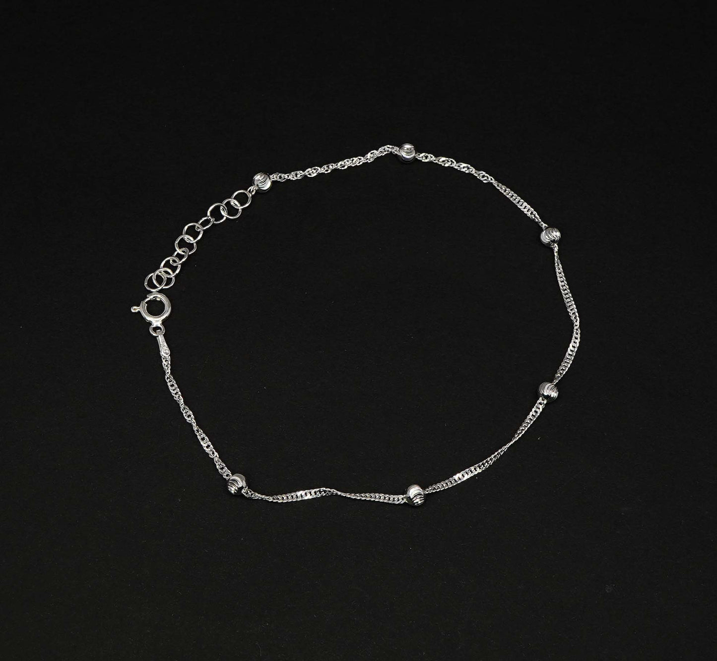 925 Solid Sterling Silver Plain Anklet-9.8 Inch