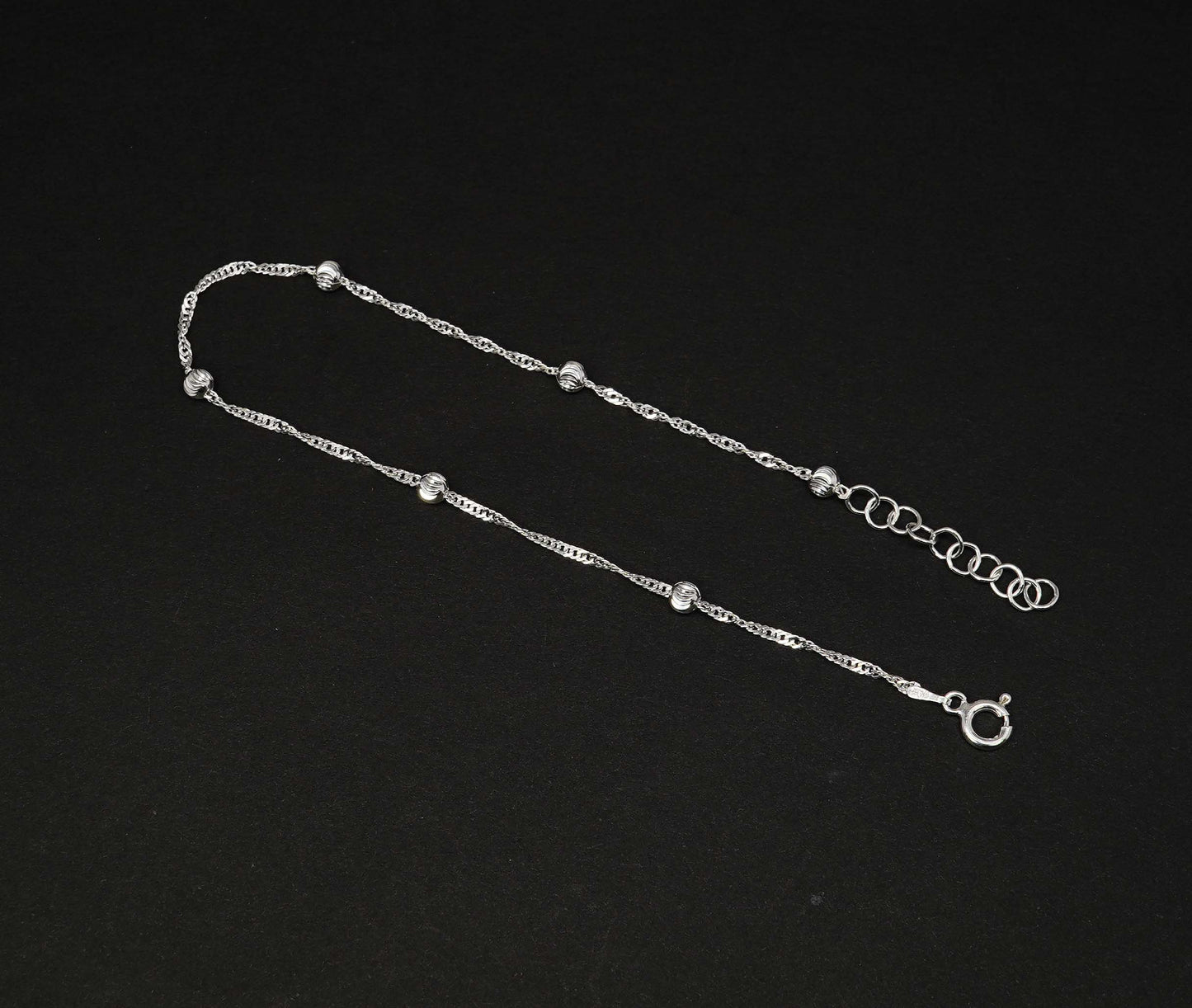 925 Solid Sterling Silver Plain Anklet-9.8 Inch