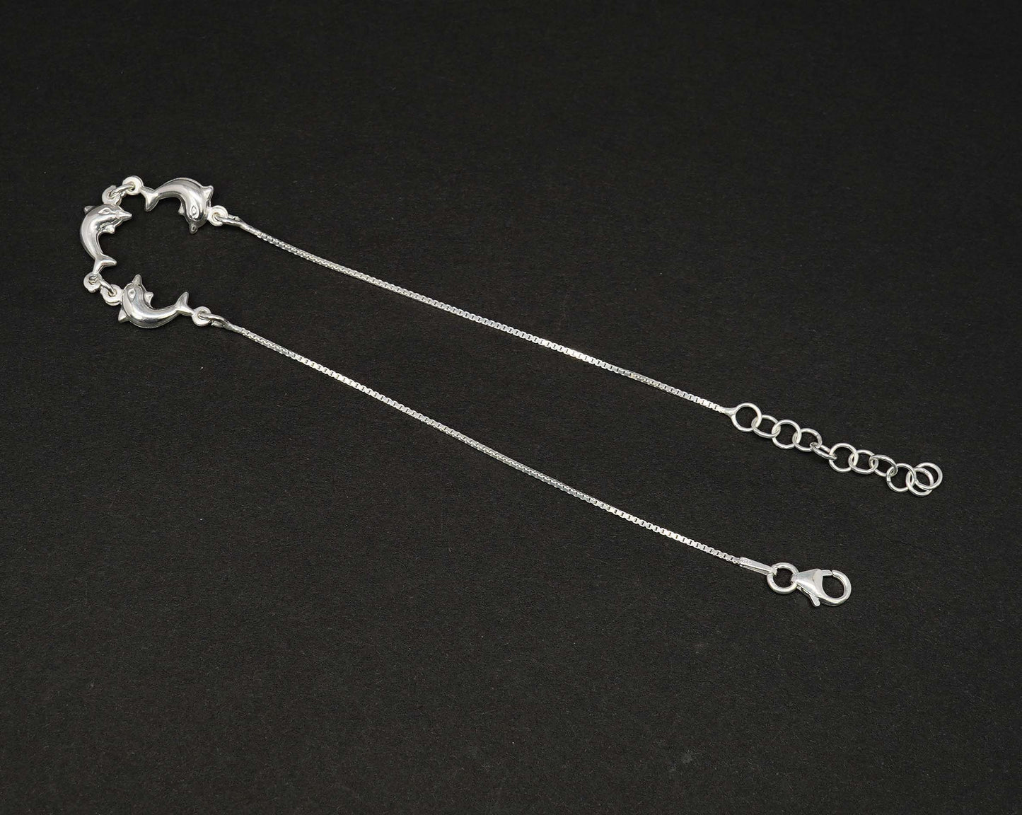 925 Solid Sterling Silver Plain Fish Style Anklet-10.2 Inch