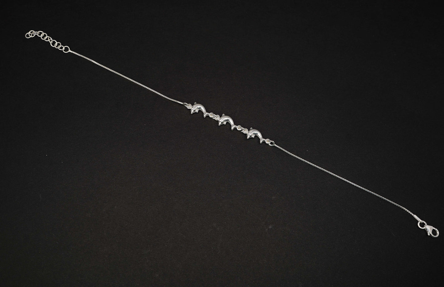 925 Solid Sterling Silver Plain Fish Style Anklet-10.2 Inch
