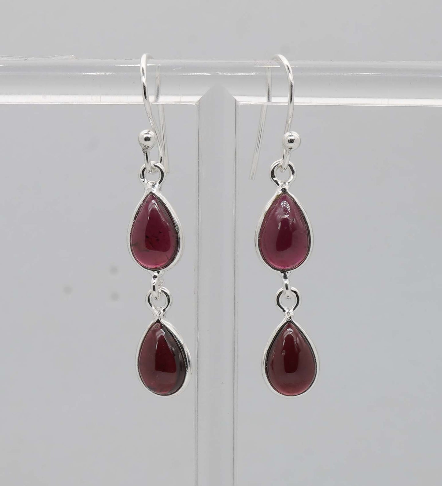 925 Solid Sterling Silver Two Stone Hook Earring - 2.2 Grams