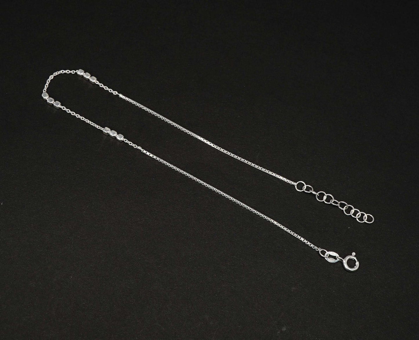 925 Solid Sterling Silver Plain Anklet-11.3 Inch