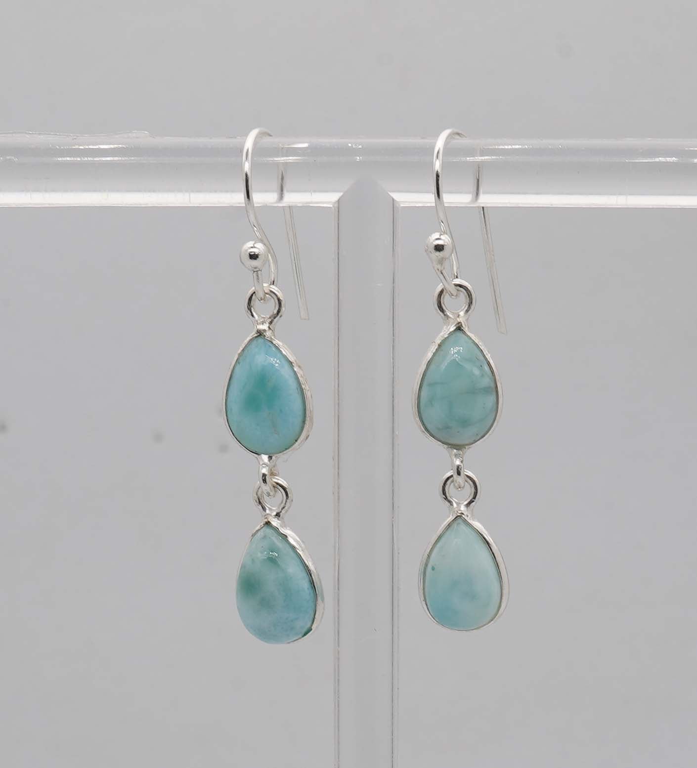 925 Solid Sterling Silver Two Stone Hook Earring - 2.2 Grams