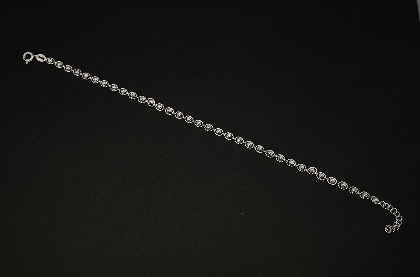 925 Solid Sterling Silver Plain Anklet-10.2 Inch