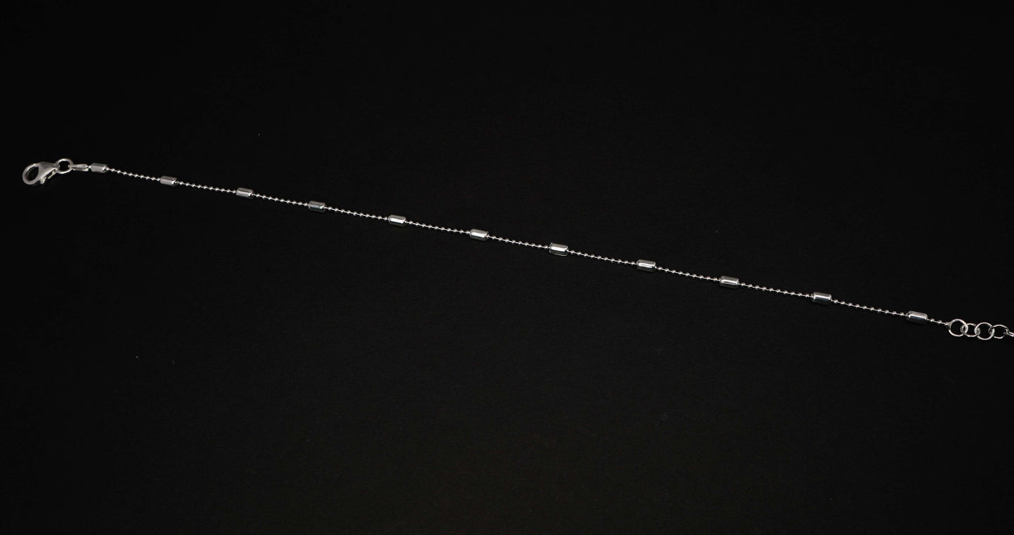 925 Solid Sterling Silver Plain Anklet-10.2 Inch