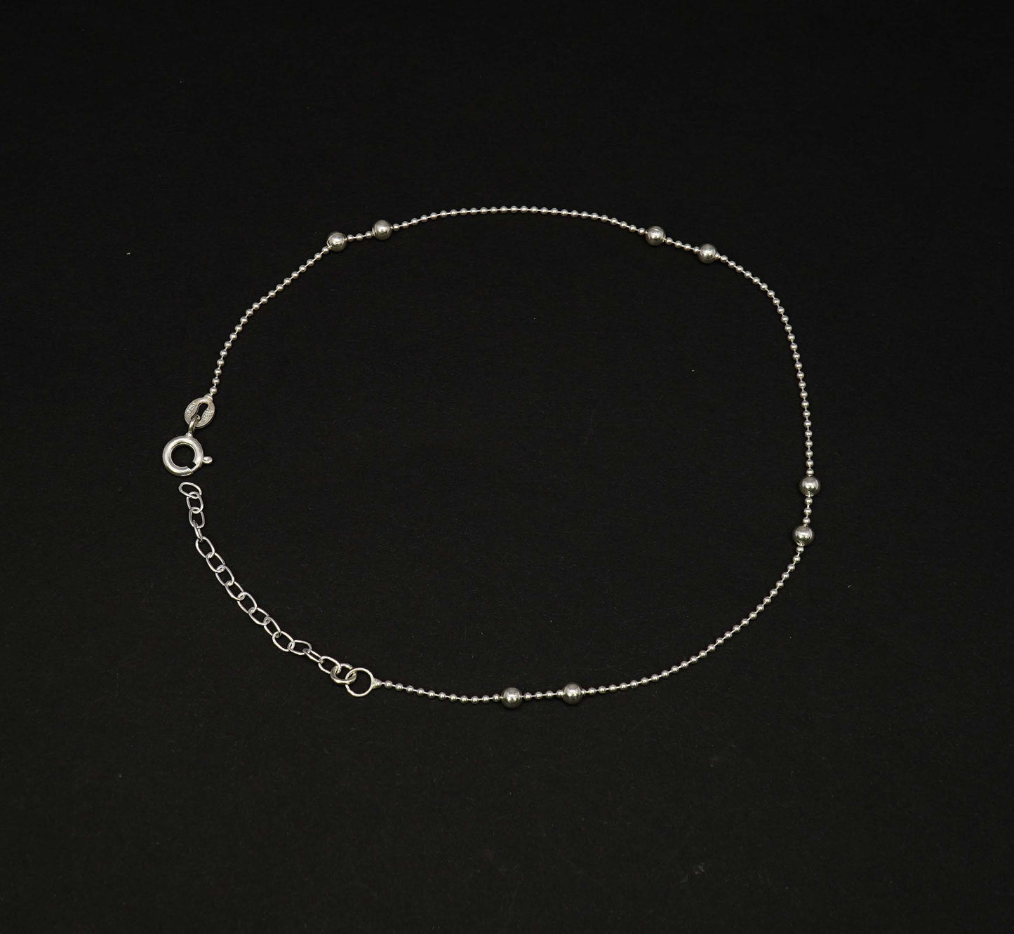 925 Solid Sterling Silver Plain Anklet-10.7 Inch
