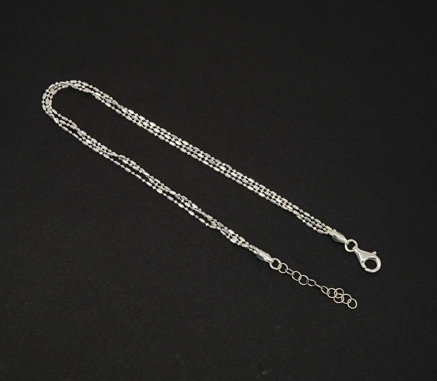 925 Solid Sterling Silver Plain Anklet-10.5 Inch