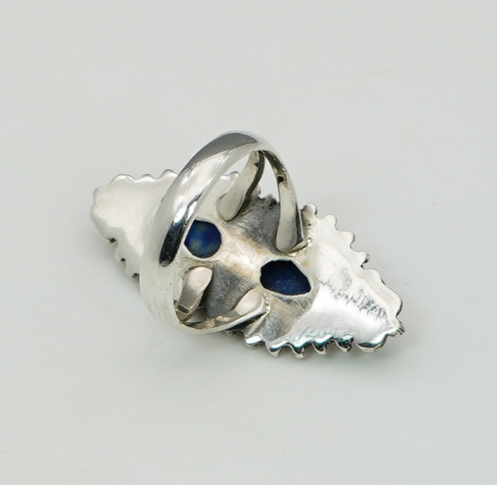 925 Sterling Silver Two Gemstone Desinger Handmade Ring