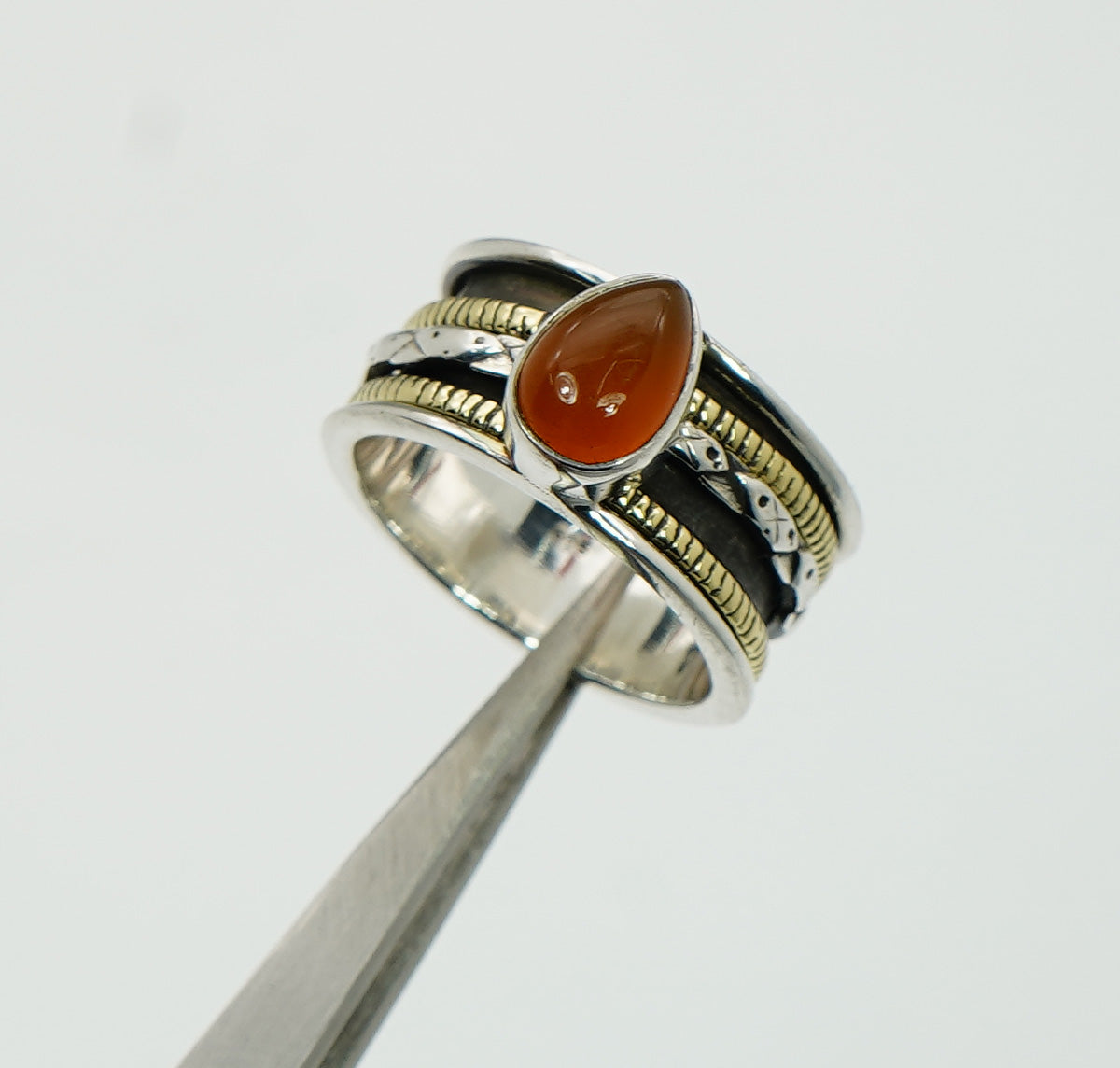925 Solid Sterling Silver Spinner Natural Gemstone Designer Ring